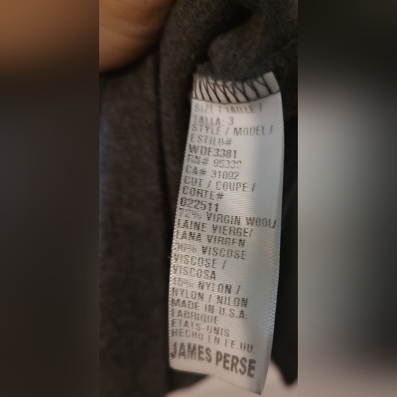 James Perse Grey Pullover Mockneck Wool Sweater 3/Large Preppy Neutral Old Money - Picture 5 of 12